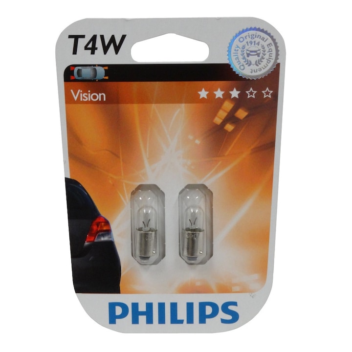 Комплект сигнални крушки Philips, T4W, 12 V, 4 W, 2 броя