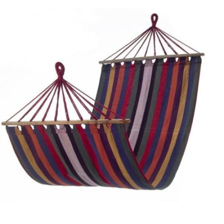 Hamac din Bumbac cu bara de Lemn,100 Kg,200 x 80 cm
