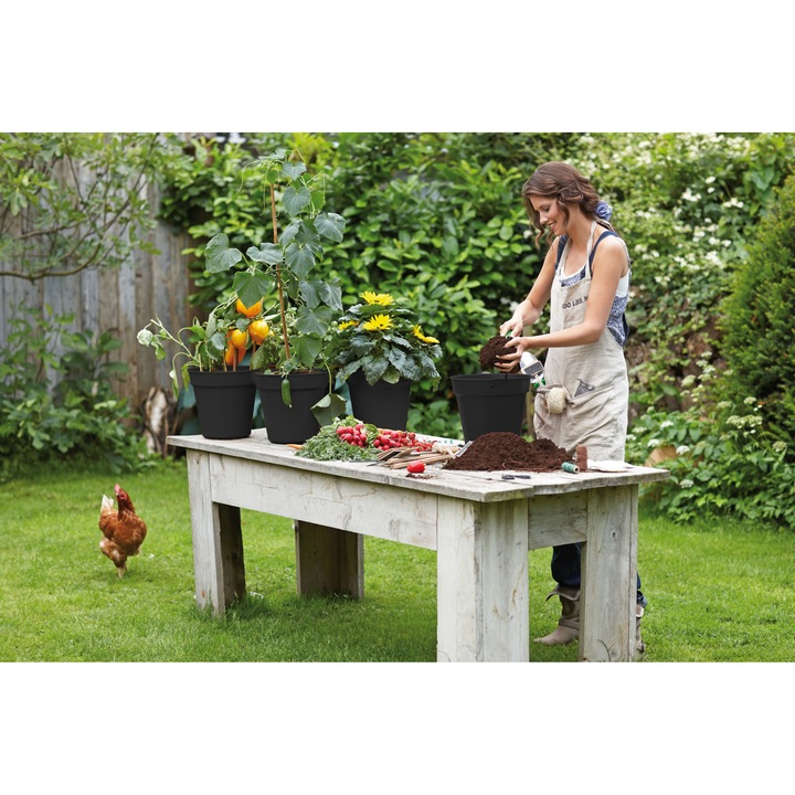 Саксия Green Basics, Черен, диаметър 24см