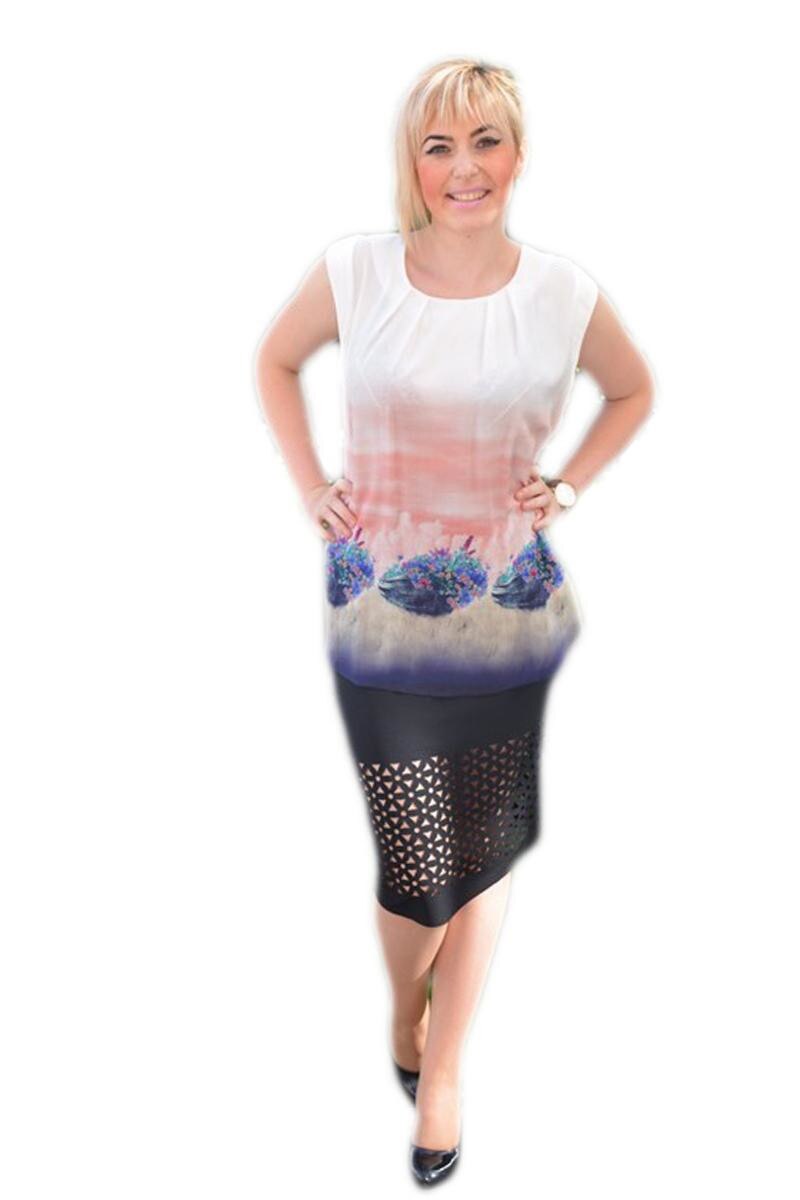 Bluza de vara, usoare usoare culoare alba, D&J Exclusive, Alb/Roz