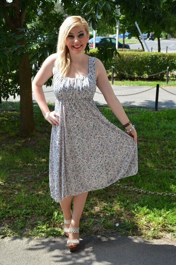 Rochie clasica de zi cu bretele, D&J Exclusive, Gri