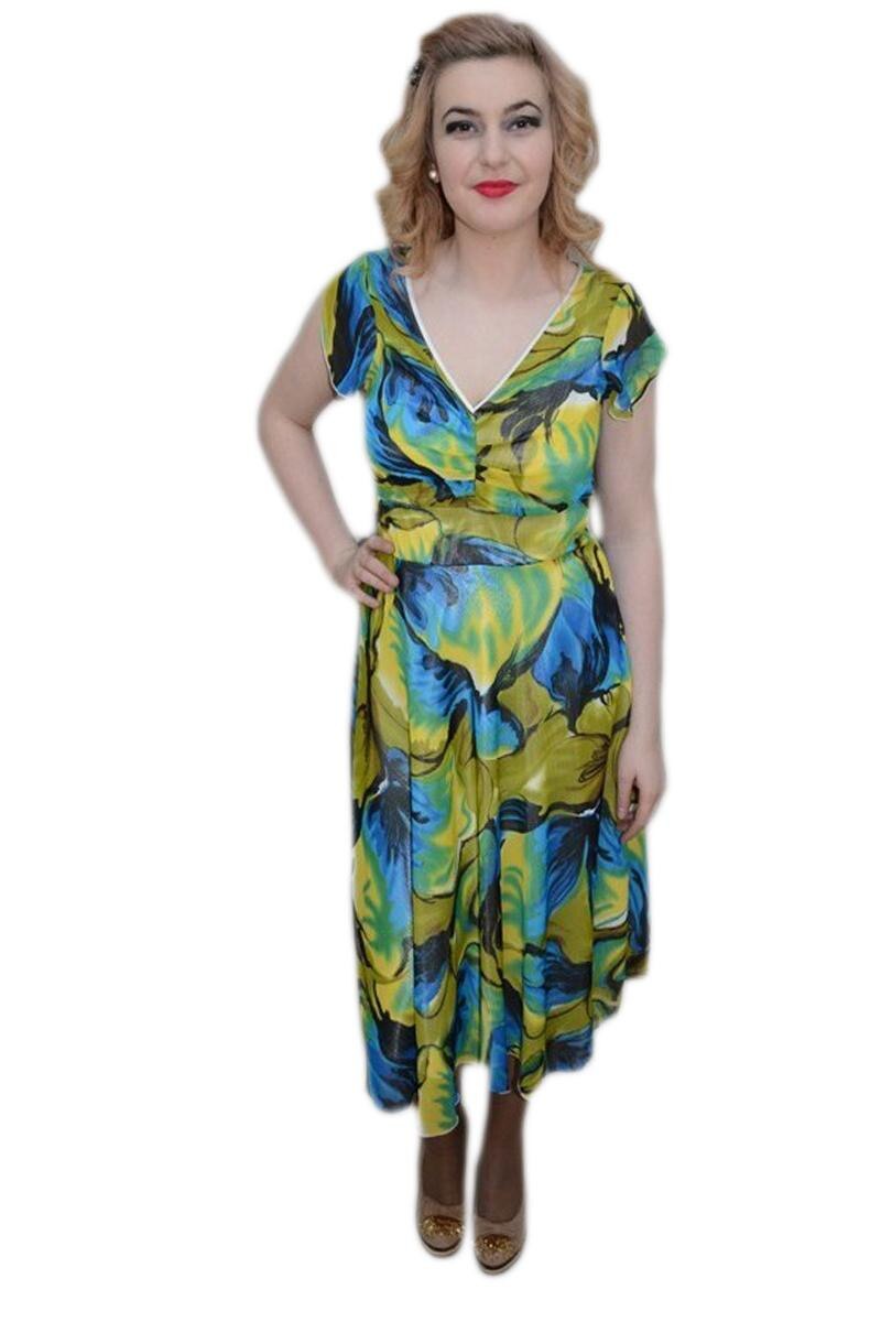 Rochie usoara cu lungime medie,material de calitate, D&J Exclusive, Verde