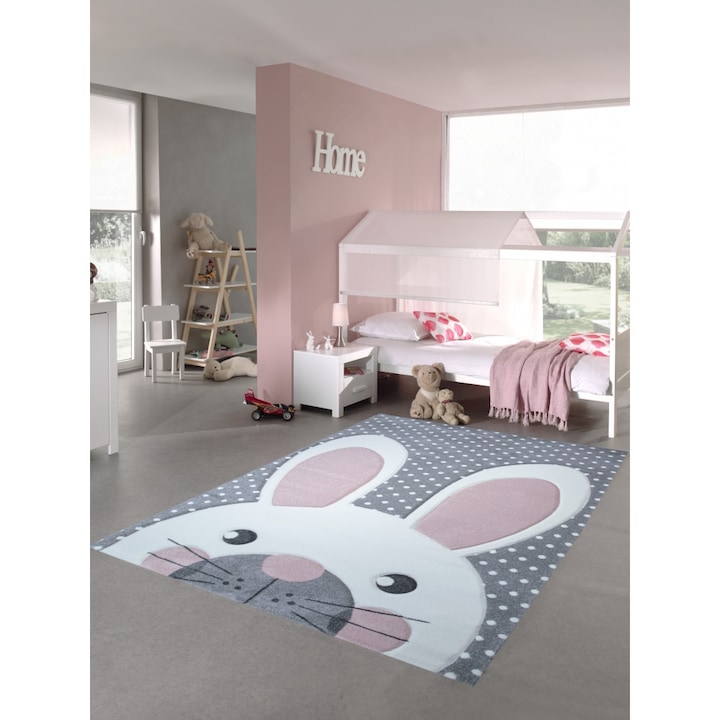 Covor Merinos, Pastel Kids 20341 295-Grey 120x170, densitate covor 3 KG/m², grosime covor 13 mm, numar noduri pe m² 290000