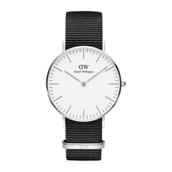 Daniel Wellington, Textilszíjas kvarc karóra, Fehér, Fekete