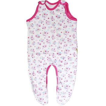 Salopeta Piticot tip maiou cu botosei, floricele, Alb/Ciclamen, Alb/Ciclamen Salopeta Piticot tip maiou cu botosei, floricele, Alb/Ciclamen, Alb/Ciclamen