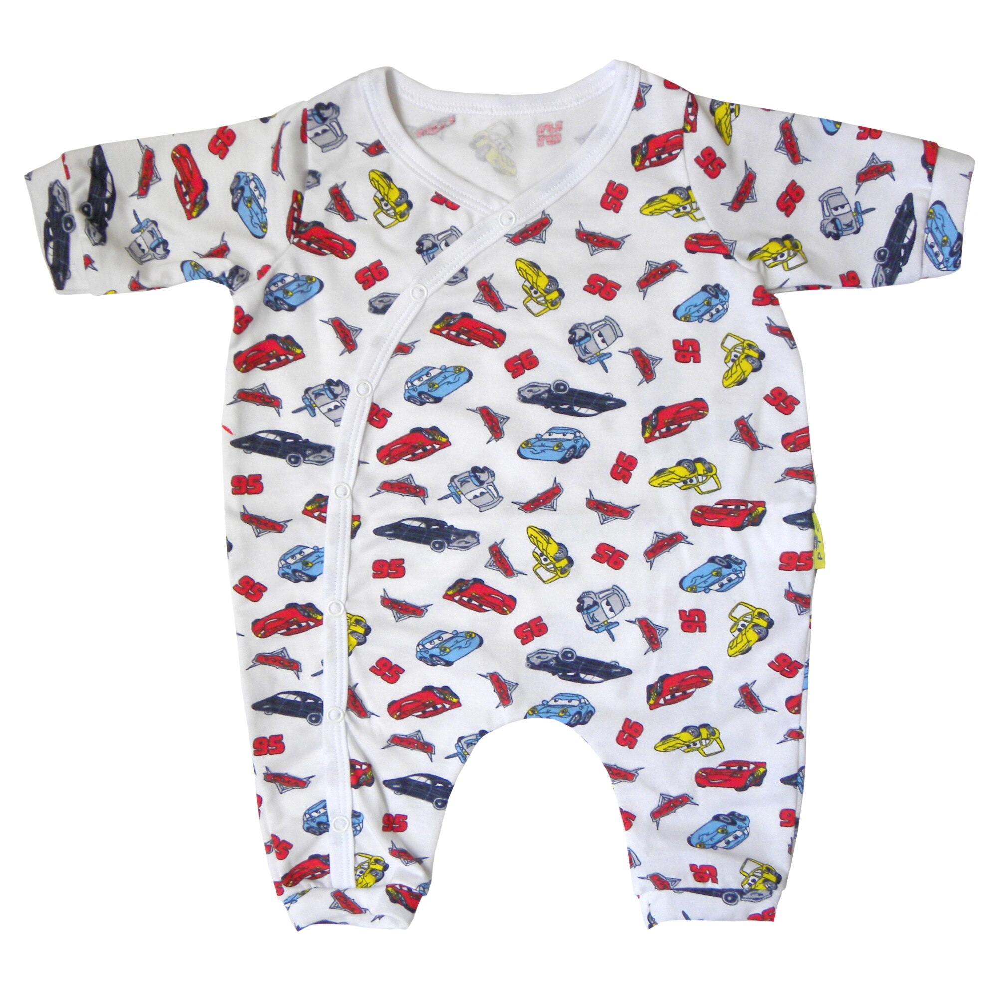 Salopeta Piticot cu maneca lunga, masini de curse, Alb/Albastru/Rosu, Alb/Albastru/Rosu