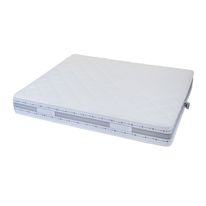 Saltea ortopedica S.P. Purememo, 200x200x22 cm, spuma poliuretanica cu memorie, antibacteriana, hipoalergenica, sistem de aerisire, tratata cu Aloe Vera, fermitate medie