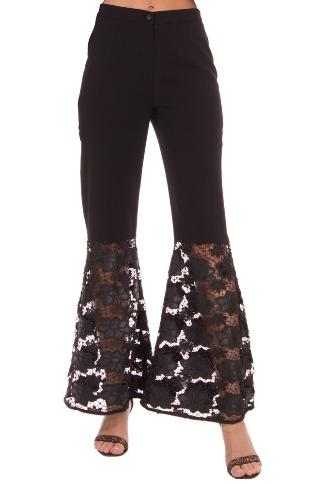 Pantalon vascoza neagra cu dantela Liza Panait I-61E