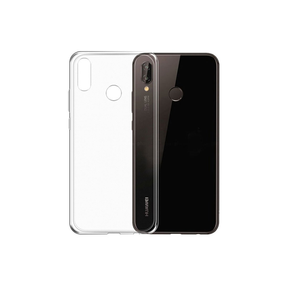 Husa silicon Huawei P20 Lite + Folie sticla securizata Huawei P20 Lite Transparent, Antisoc, TPU, Viceversa