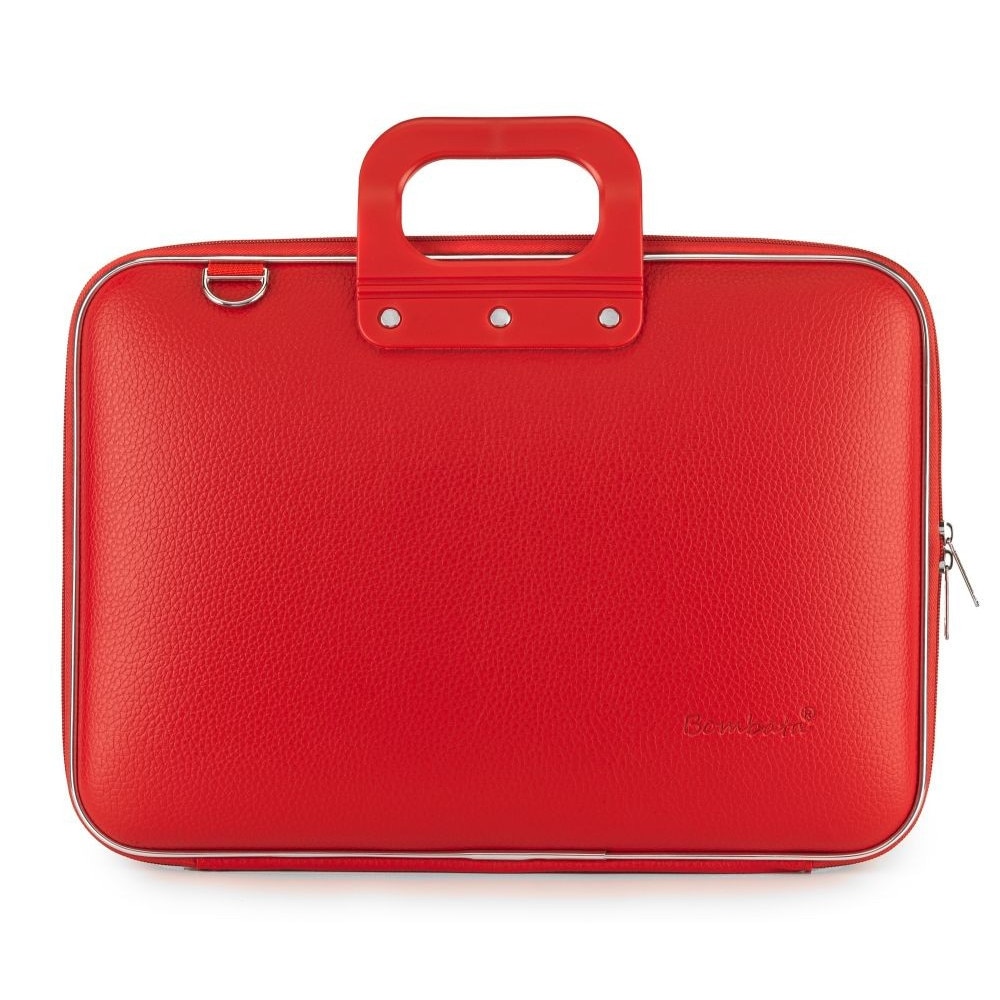 Geanta lux laptop Bombata 15" Clasic vinil-Rosu