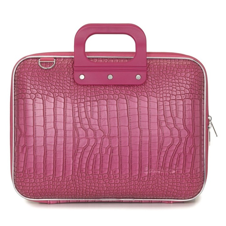 Geanta lux laptop Bombata 13" Cocco-Roz inchis