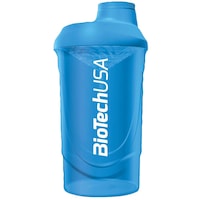 Shaker Wave Ideal pentru prepararea suplimentelor nutritive sub forma de pudra,Shaker Wave Blue 600ml,Biotech USA