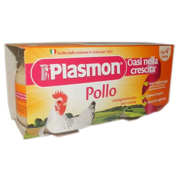Piure Plasmon, Carne de pui, fara gluten, 2x80 g, de la 4 luni