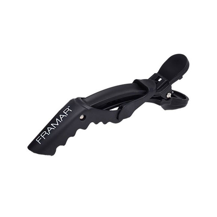 Set clipsuri negre pentru prinderea parului, Framar Rubberized Jaw clip, Anti-alunecare, Zona mediana extinsa, Universal, 4 bucati, negru