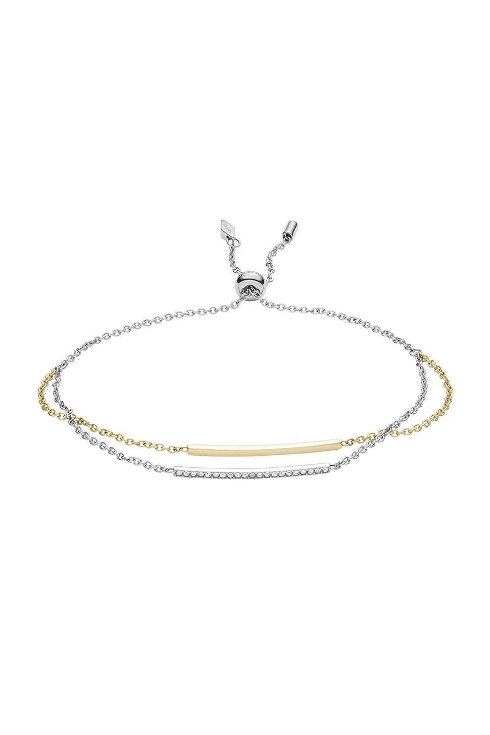 Fossil, Bratara din otel inoxidabil ajustabila, argintiu/auriu