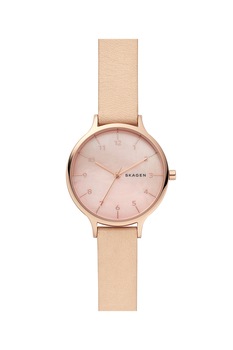 Skagen, Ceas cu cadran MOP si curea de piele Anita, Auriu rose Skagen, Ceas cu cadran MOP si curea de piele Anita, Auriu rose