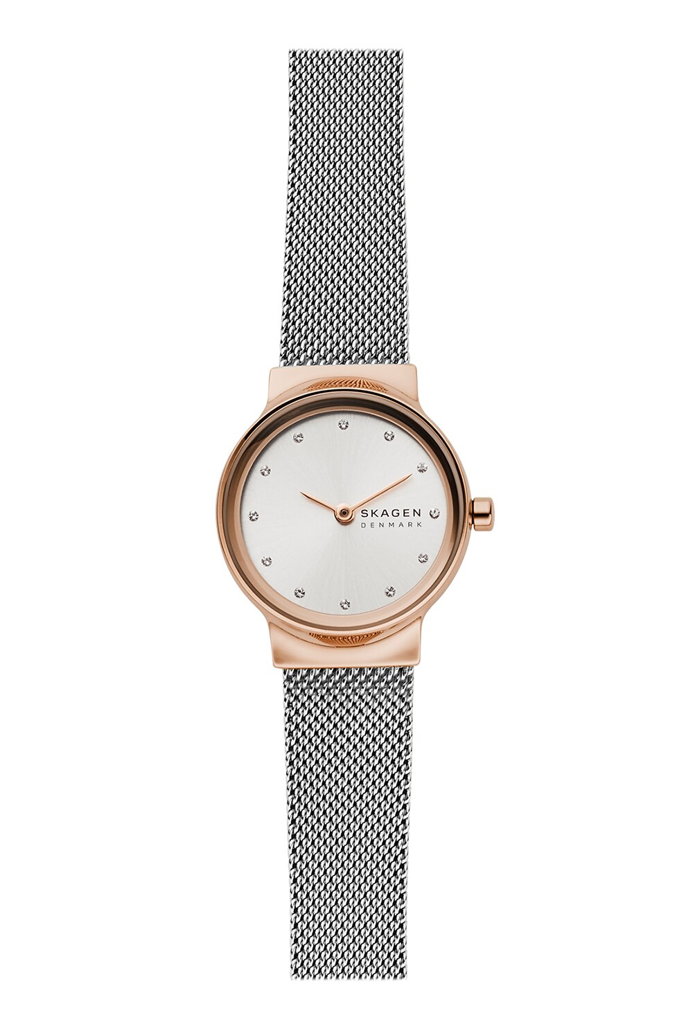 Skagen, Ceas cu bratara metalica cu model plasa si cristale Freja, Argintiu