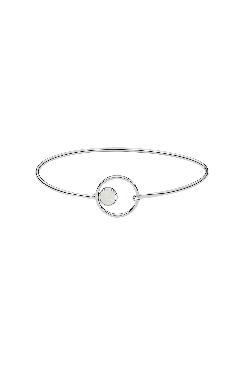 Skagen, Bratara rigida ingusta cu detaliu mother of pearl Agnethe, Argintiu/Alb