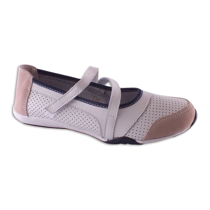 Pantofi de vara, din piele, Confort,, Alb