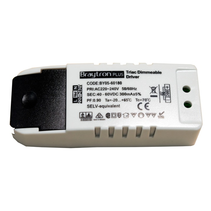 LED DRIVER 18W-300mA-IP20-TRIAC DIMABIL, BR PLUS