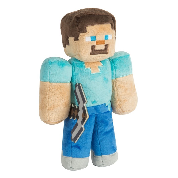 Jucarie plus Minecraft Steve, multicolor, baieti/fete, +3 ani, 30 cm