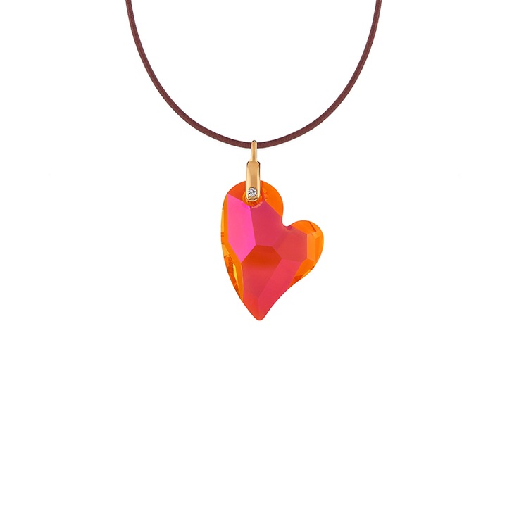 Pandantiv cristal®, metal placat cu aur 24K, Devoted 2U Inima, Astral Pink