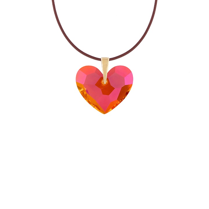 Pandantiv cristal® , metal placat cu aur 24K , Truly In Love Inima Portocalie