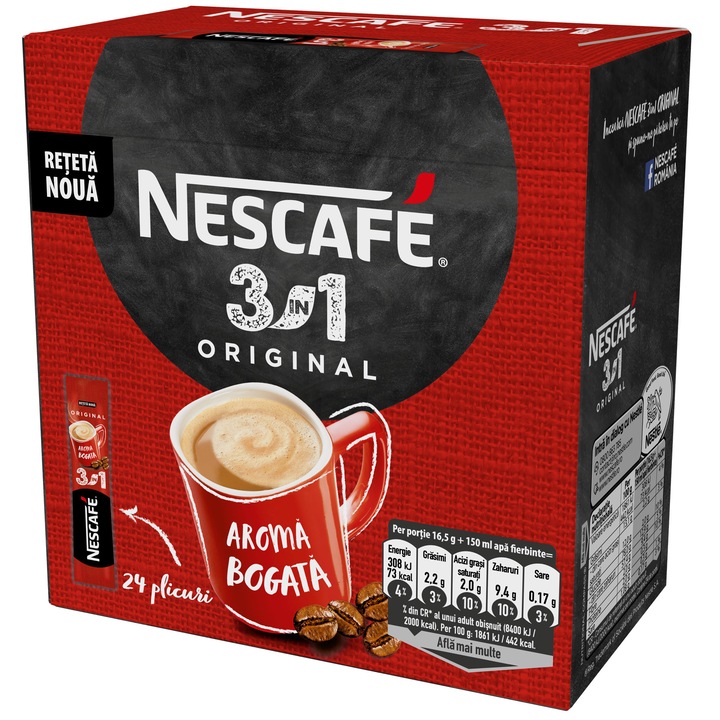 Cafea solubila Nescafe 3in1 Original 24x16.5g