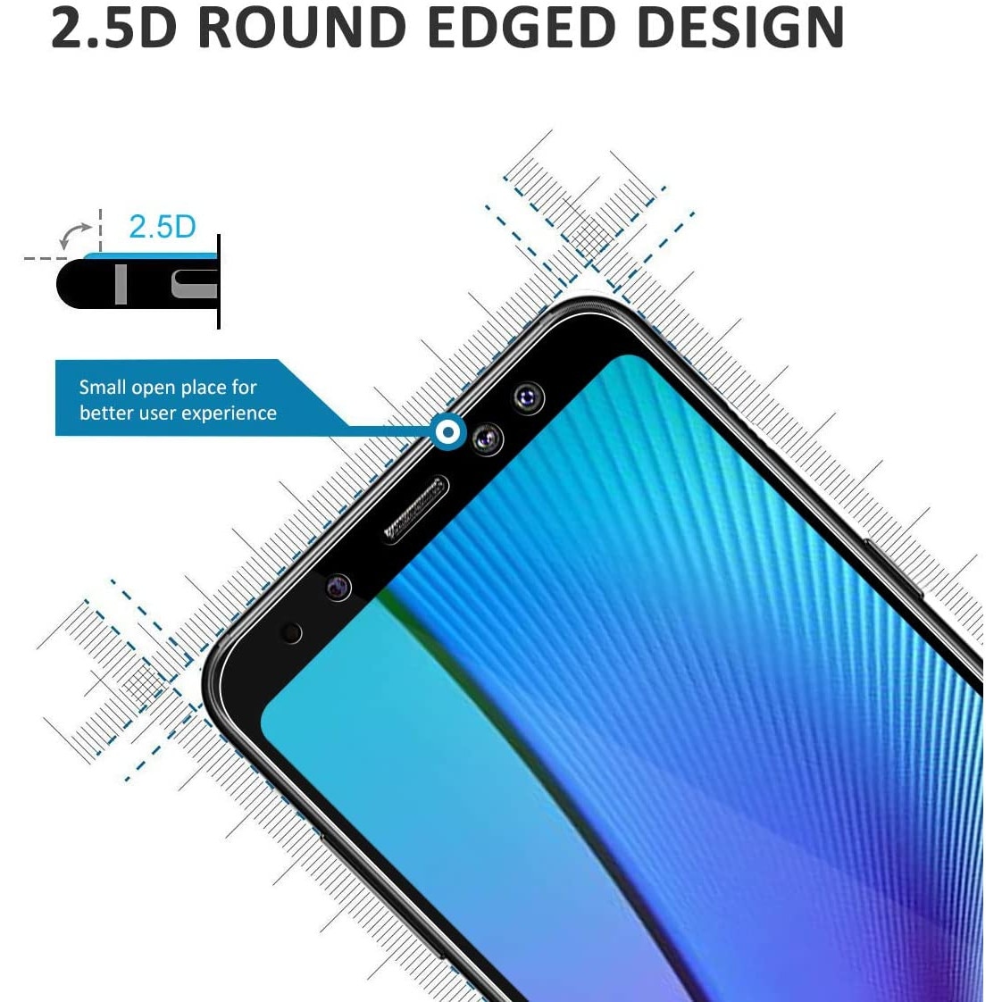 Folie sticla Joyshell, compatibila cu Samsung Galaxy A6 2018 cu sticla securizata Asahi Japonia, Protectie Premium 2.5D, ce acopera tot ecranul, Joyshell, negru