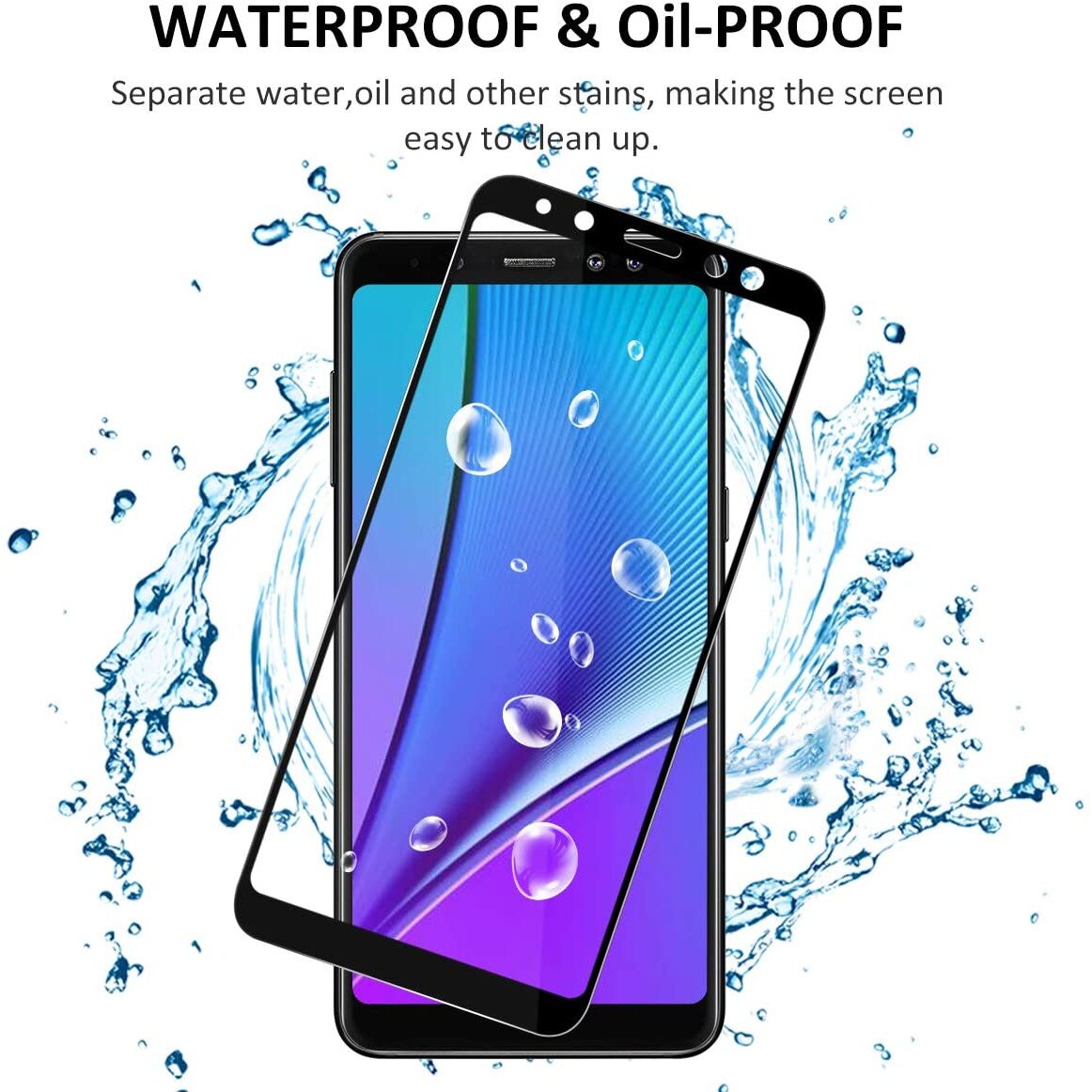 Folie sticla Joyshell, compatibila cu Samsung Galaxy A6 2018 cu sticla securizata Asahi Japonia, Protectie Premium 2.5D, ce acopera tot ecranul, Joyshell, negru