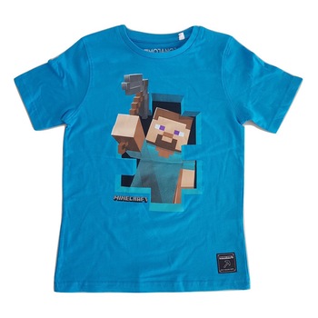 Tricou Minecraft , Jinx ORIGINAL ,T-Shirt, 9-10 ani STEVE ADVENTURE, Albastru Tricou Minecraft , Jinx ORIGINAL ,T-Shirt, 9-10 ani STEVE ADVENTURE, Albastru