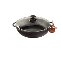 Cratita fonta pentru prajit cu capac sticla 28cm