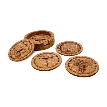 Set 6 suporturi din lemn de pluta, pentru pahare si sticla de vin, Ø 10 cm, crem Set 6 suporturi din lemn de pluta, pentru pahare si sticla de vin, Ø 10 cm, crem