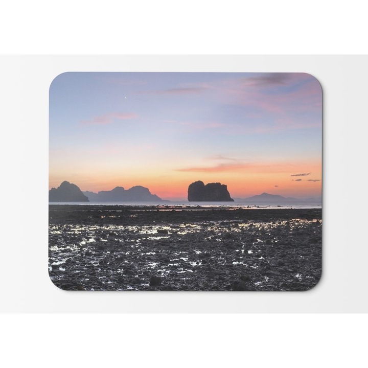 Mouse Pad Dark Rocks Bathing In The Warm Sunset Light - 21.5 X 27 X 0.3cm