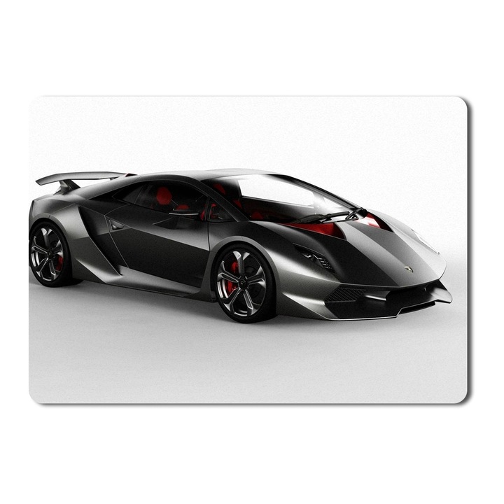 Mouse Pad Front Side View Of A Black Lamborghini Sesto Elemento - 21.5 X 27 X 0.3cm