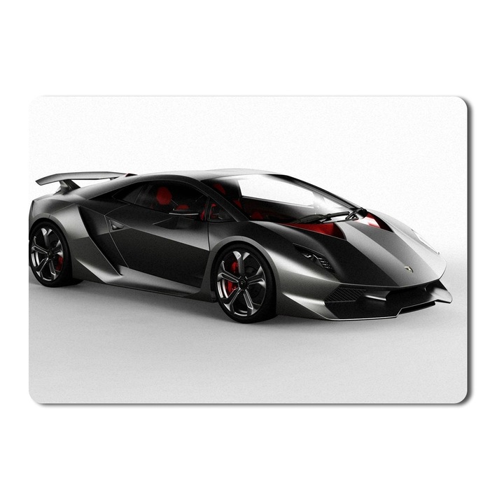 Egérpad elölnézet, egy fekete Lamborghini Sesto Elemento - 21,5 x 27 x 0,3 cm