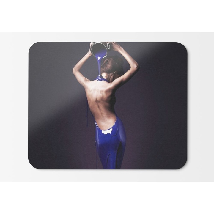 Mouse Pad Girl In A Blue Paint Dress - 21.5 X 27 X 0.3cm