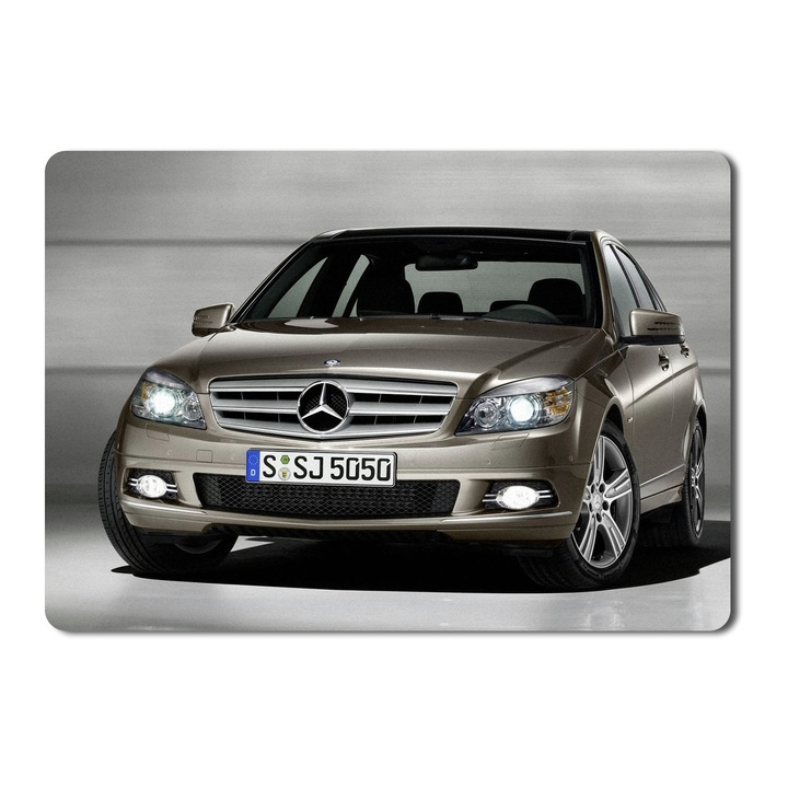 Mouse Pad Mercedes Benz C Class Front View With Headlights On - 21.5 X 27 X 0.3cm