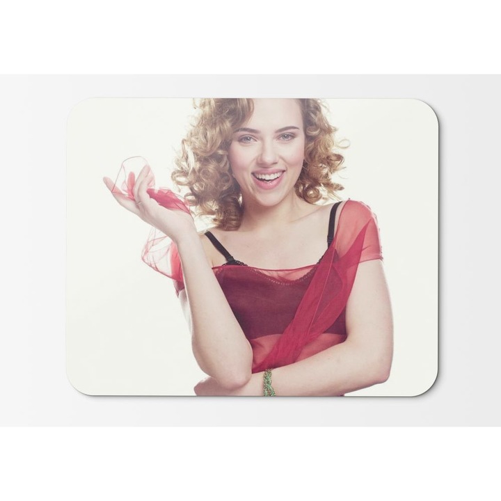 Mouse Pad Scarlett Johansson In A Red Transparent Dress - 21.5 X 27 X 0.3cm