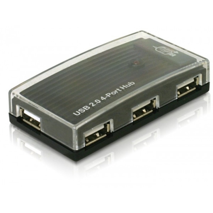 USB 2.0 хъб, DeLock, 4 порта, черен