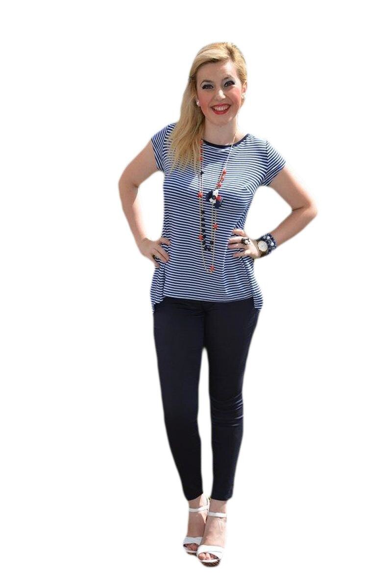 Bluza casual, bleumarin cu dungi, D&J Exclusive, Bleumarin