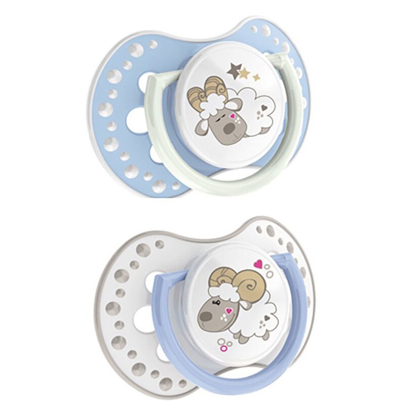 Set 2 suzete, Lovi, Night and Day, albastru, 0-3luni