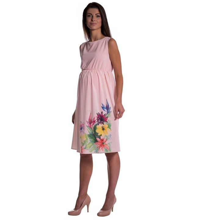 Rochie gravide, roz cu imprimeu, Multicolor, 2XL