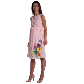 Rochie gravide, roz cu imprimeu floral-L Rochie gravide, roz cu imprimeu floral-L