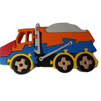 Puzzle autobasculanta, masina de constructii din lemn masiv Puzzle autobasculanta, masina de constructii din lemn masiv