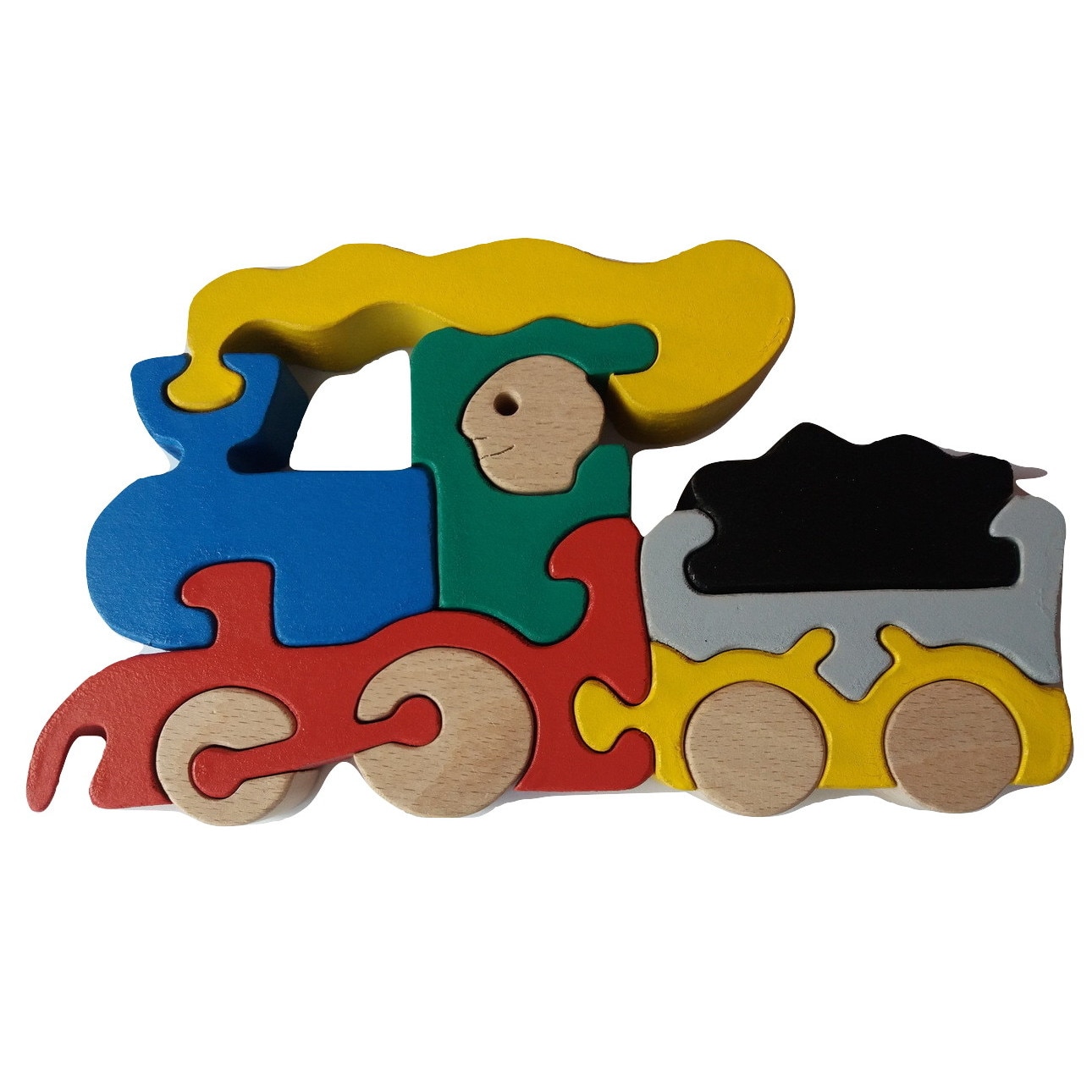 Puzzle tren din lemn masiv