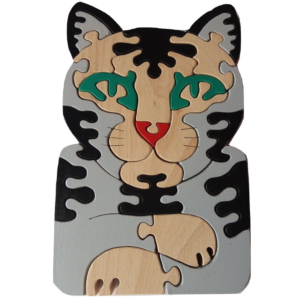Puzzle pisica mare din lemn masiv