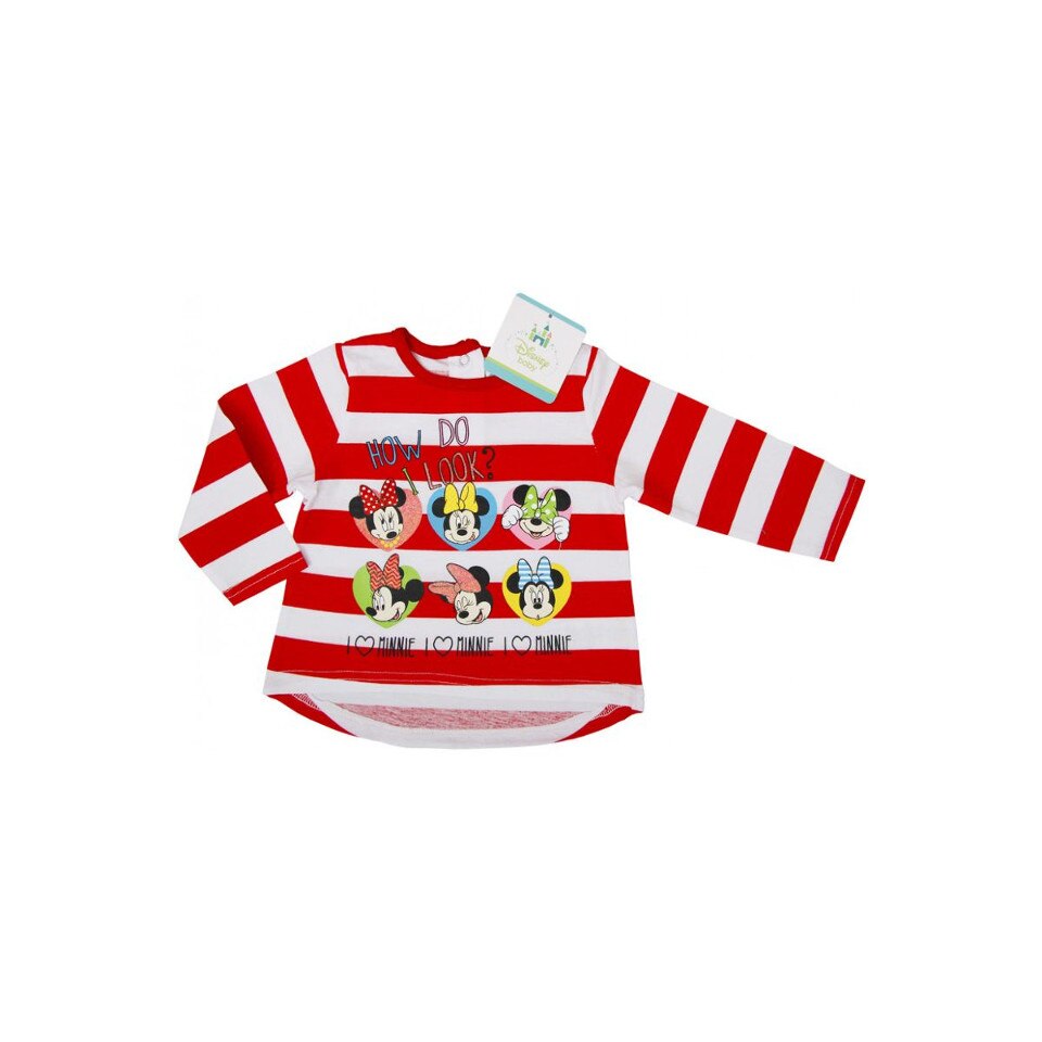 Bluza Minnie Mouse, Alb/Rosu