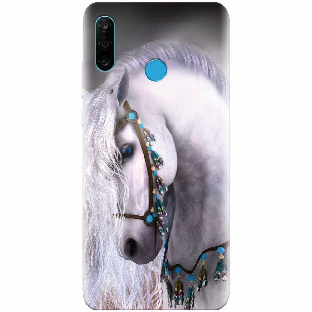 Husa silicon pentru Huawei P30 Lite, White Horse