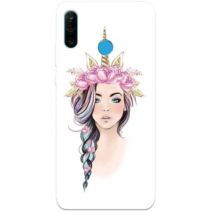 Szilikon tok Huawei P30 Lite, Unicorn Girl készülékhez